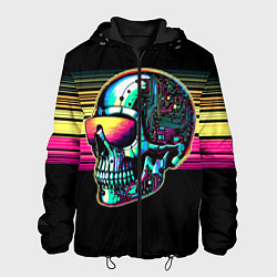 Куртка с капюшоном мужская Cyber skull - ai art fantasy, цвет: 3D-черный