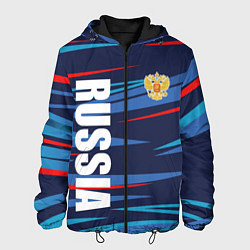 Куртка с капюшоном мужская Россия - blue stripes, цвет: 3D-черный