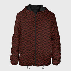 Куртка с капюшоном мужская Красно-коричневый в чёрные волнистые полосы, цвет: 3D-черный