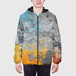 Куртка с капюшоном мужская Бетонная стена с краской, цвет: 3D-черный — фото 2