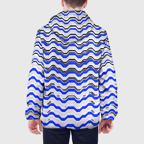 Мужская куртка Black and blue stripes on a white background / 3D-Черный – фото 4