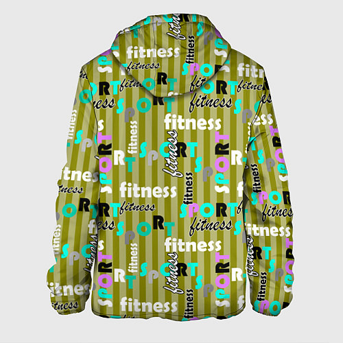 Мужская куртка Спорт и фитнес оливковый полосатый узор с текстом / 3D-Белый – фото 2