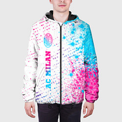 Куртка с капюшоном мужская AC Milan neon gradient style по-вертикали, цвет: 3D-черный — фото 2