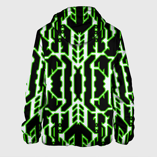 Мужская куртка Техно белые линии с зелёной обводкой на чёрном фон / 3D-Черный – фото 2