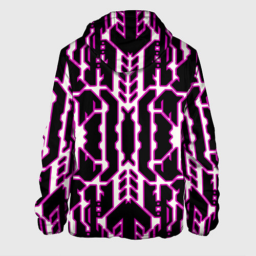 Мужская куртка Техно белые линии с розовой обводкой на чёрном фон / 3D-Белый – фото 2