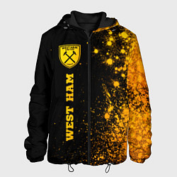 Куртка с капюшоном мужская West Ham - gold gradient по-вертикали, цвет: 3D-черный