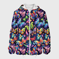 Мужская куртка Бабочки в паттерне разноцветный яркий фон