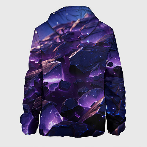 Мужская куртка Фиолетовые неоновые камни со светом / 3D-Черный – фото 2
