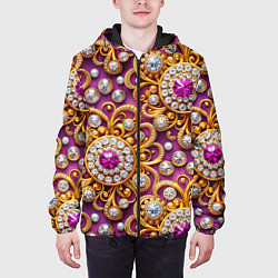 Куртка с капюшоном мужская Ювелирный паттерн, цвет: 3D-черный — фото 2