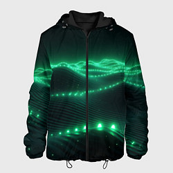 Куртка с капюшоном мужская Круглый зеленый мистический фон, цвет: 3D-черный