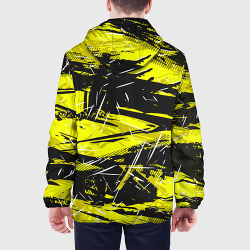 Мужская куртка Yellow geometry - спортивный узор / 3D-Черный – фото 4