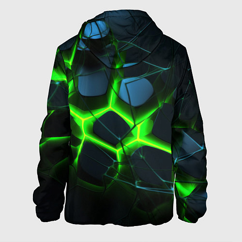 Мужская куртка Зеленый неон и разлом плит / 3D-Черный – фото 2