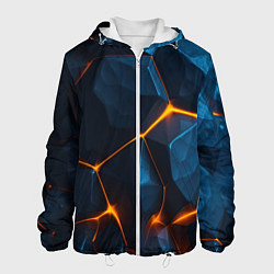 Куртка с капюшоном мужская Разлом плит с оранжевым свечением, цвет: 3D-белый
