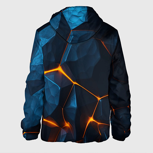 Мужская куртка Разлом плит с оранжевым свечением / 3D-Черный – фото 2