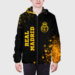Куртка с капюшоном мужская Real Madrid - gold gradient вертикально, цвет: 3D-черный — фото 2