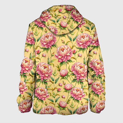 Мужская куртка Крупные пионы садовые цветы бутоны паттерн / 3D-Белый – фото 2