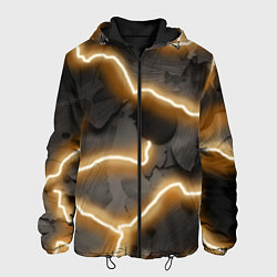 Куртка с капюшоном мужская Электрический удар молнии паттерн, цвет: 3D-черный