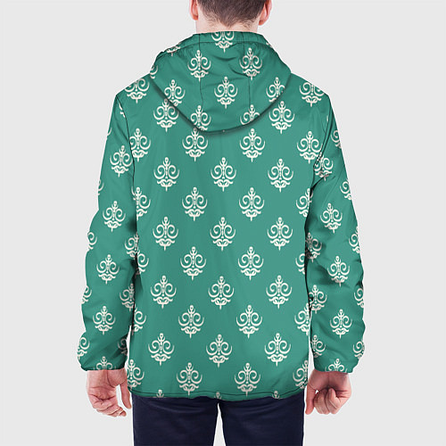 Мужская куртка Винтажный орнамент на бирюзовом / 3D-Черный – фото 4