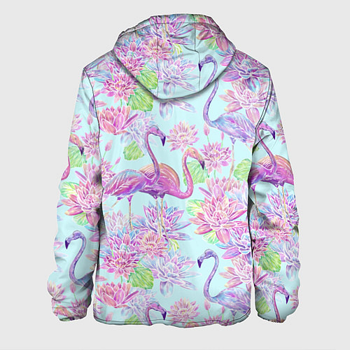 Мужская куртка Фламинго и кувшинки батик / 3D-Белый – фото 2