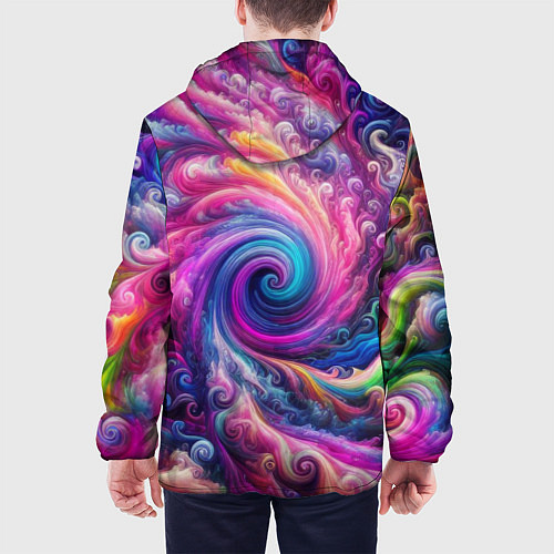 Мужская куртка Абстракция, водоворот из ярких красок / 3D-Черный – фото 4