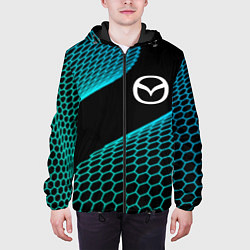 Куртка с капюшоном мужская Mazda electro hexagon, цвет: 3D-черный — фото 2