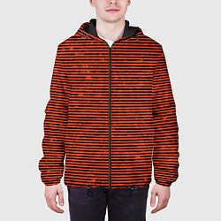 Куртка с капюшоном мужская Чёрно-оранжевый полосатый, цвет: 3D-черный — фото 2