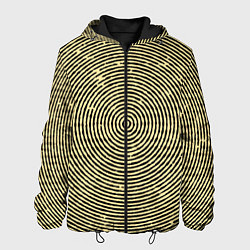 Куртка с капюшоном мужская Чёрно-бежевый круг гипнотический, цвет: 3D-черный