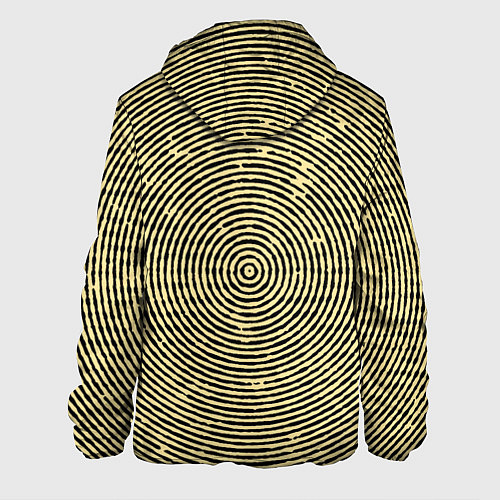 Мужская куртка Чёрно-бежевый круг гипнотический / 3D-Черный – фото 2