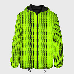 Куртка с капюшоном мужская Ярко-зелёный в маленькие чёрные полоски, цвет: 3D-черный