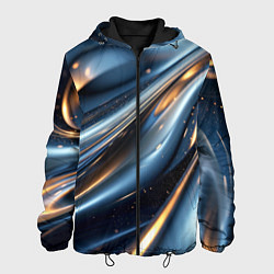 Куртка с капюшоном мужская Синяя обтекаемая текстура, цвет: 3D-черный