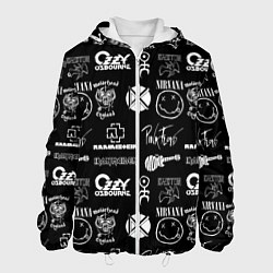 Куртка с капюшоном мужская Rock band pattern, цвет: 3D-белый