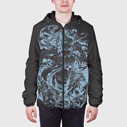 Куртка с капюшоном мужская Клинок рассекающий демонов Незуко рябь, цвет: 3D-черный — фото 2