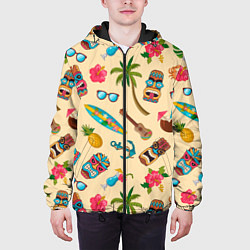 Куртка с капюшоном мужская Vacation travel и тотемы индейцев, цвет: 3D-черный — фото 2