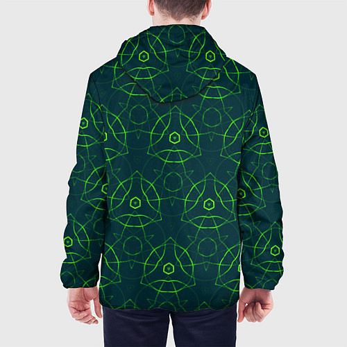 Мужская куртка Зелёный неоновый паттерн / 3D-Черный – фото 4