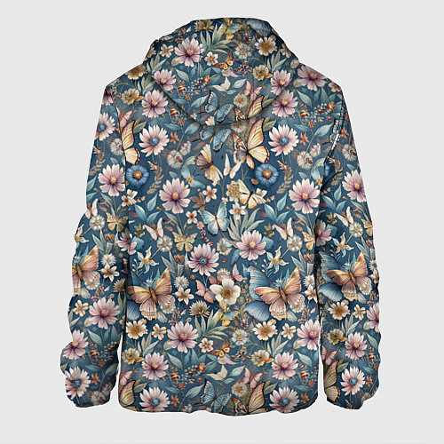 Мужская куртка Летний узор с цветами и бабочками / 3D-Белый – фото 2
