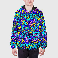 Куртка с капюшоном мужская Psychedelic multicolored pattern, цвет: 3D-черный — фото 2