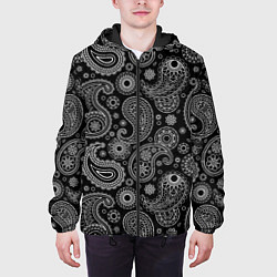 Куртка с капюшоном мужская Пейсли на черном, цвет: 3D-черный — фото 2