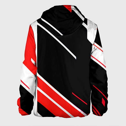 Мужская куртка Бело-красные полосы на чёрном фоне / 3D-Белый – фото 2