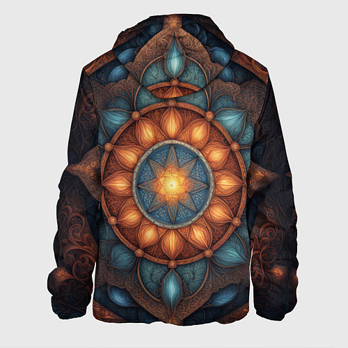 Мужская куртка Симметричный орнамент - мандала узор со светящейся / 3D-Белый – фото 2