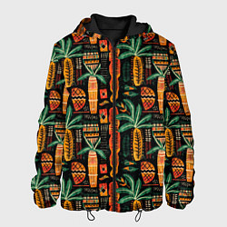 Куртка с капюшоном мужская Африканские узоры ананас, цвет: 3D-черный