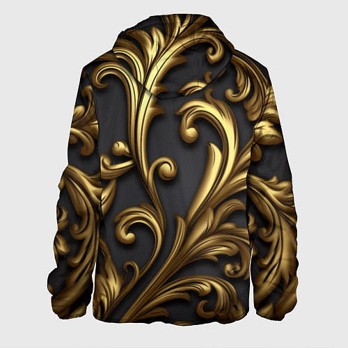 Мужская куртка Яркие золотые объемные узоры / 3D-Белый – фото 2
