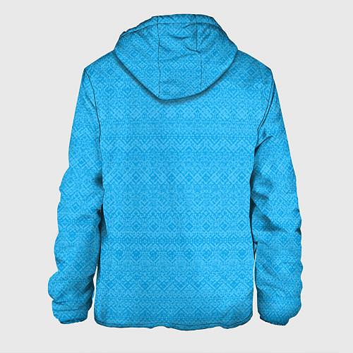 Мужская куртка Однотонный голубой полосатый узор / 3D-Белый – фото 2