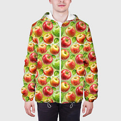Куртка с капюшоном мужская Натуральные яблоки паттерн, цвет: 3D-белый — фото 2