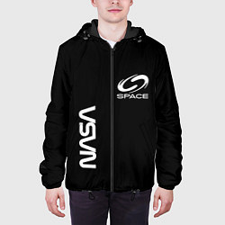 Куртка с капюшоном мужская Nasa space logo white, цвет: 3D-черный — фото 2