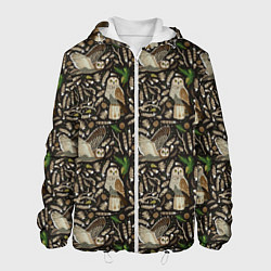 Куртка с капюшоном мужская Совы в сосновом лесу, цвет: 3D-белый