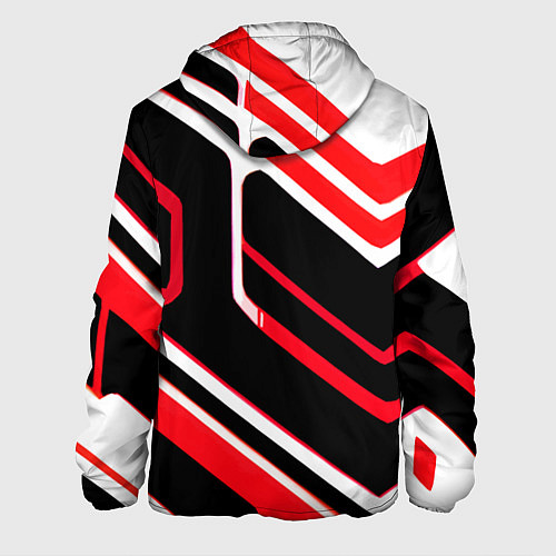 Мужская куртка Бело-красные линии на чёрном фоне / 3D-Белый – фото 2