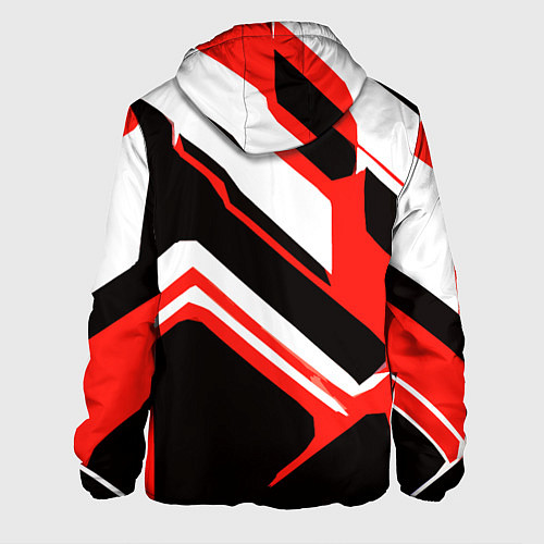 Мужская куртка Бело-красные линии на чёрном фоне / 3D-Белый – фото 2
