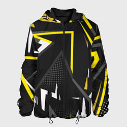 Куртка с капюшоном мужская Абстрактный узор с геометрической концепцией, цвет: 3D-черный