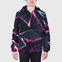 Куртка с капюшоном мужская Абстрактный узор с геометрической концепцией, цвет: 3D-черный — фото 2