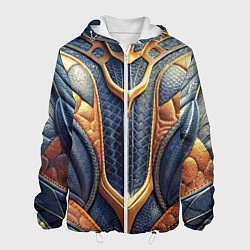 Мужская куртка Темная кожаная броня с желтой оплеткой